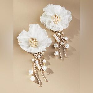 Anthropologie Beaded Flower Earrings